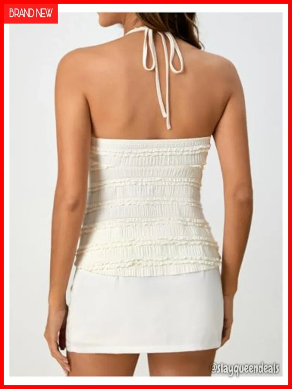 Women's Peplum Halter Crop Top with Drawstring Tie, Sleeveless Summer Cami